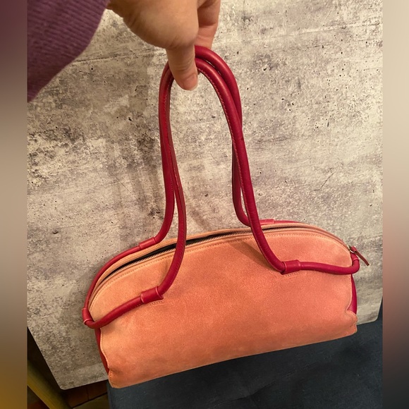 Stunning Vintage Philosophy By Alberta Ferretti Pink Leather & Suede Handbag - Picture 4 of 11